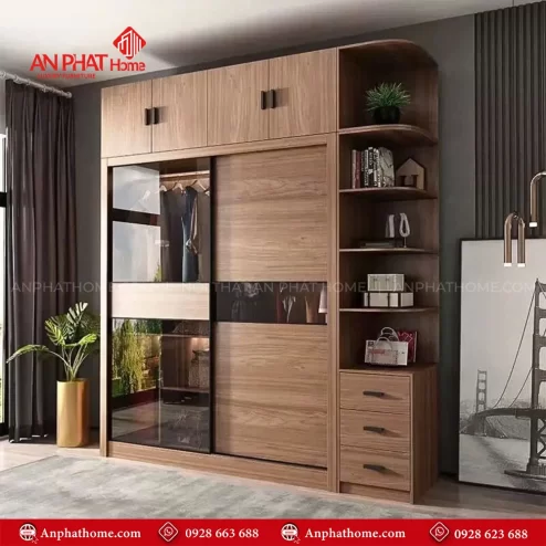 Tủ quần áo hiện đại cửa kính lùa TA-615 An Phát Home
