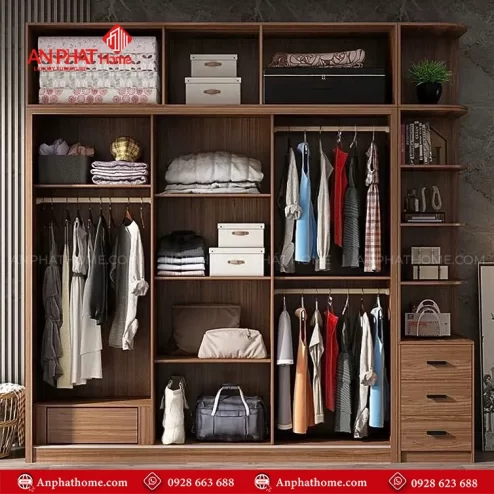Tủ quần áo kèm kệ trang trí