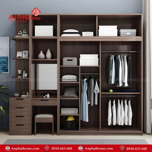 Mẫu tủ quần áo kết hợp bàn trang điểm đẹp