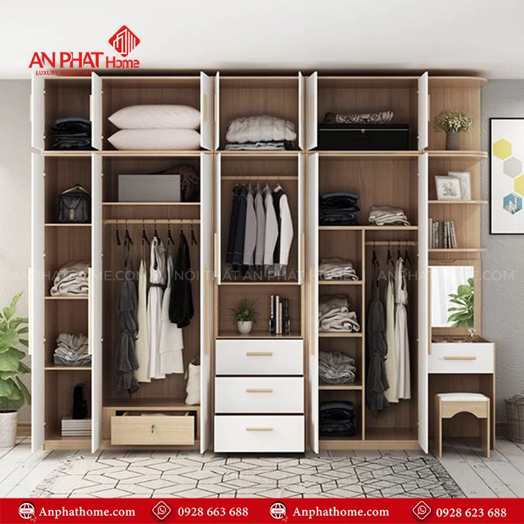 Tủ quần áo gỗ công nghiệp kèm bàn trang điểm