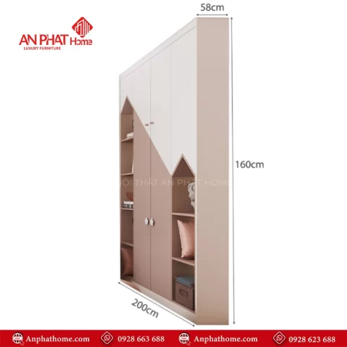 Tủ đựng quần áo trẻ em bằng gỗ