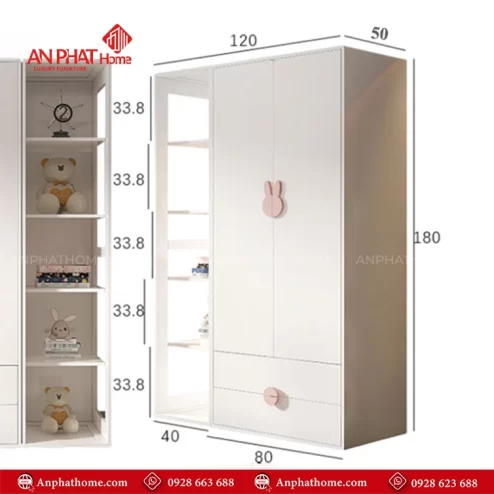 Thiết kế tủ quần áo trẻ em gỗ công nghiệp