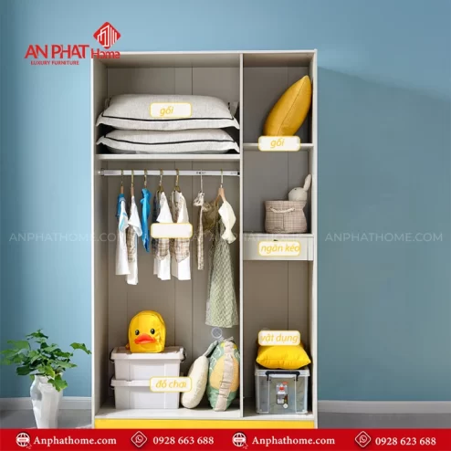 Mẫu tủ quần áo trong phòng ngủ trẻ em