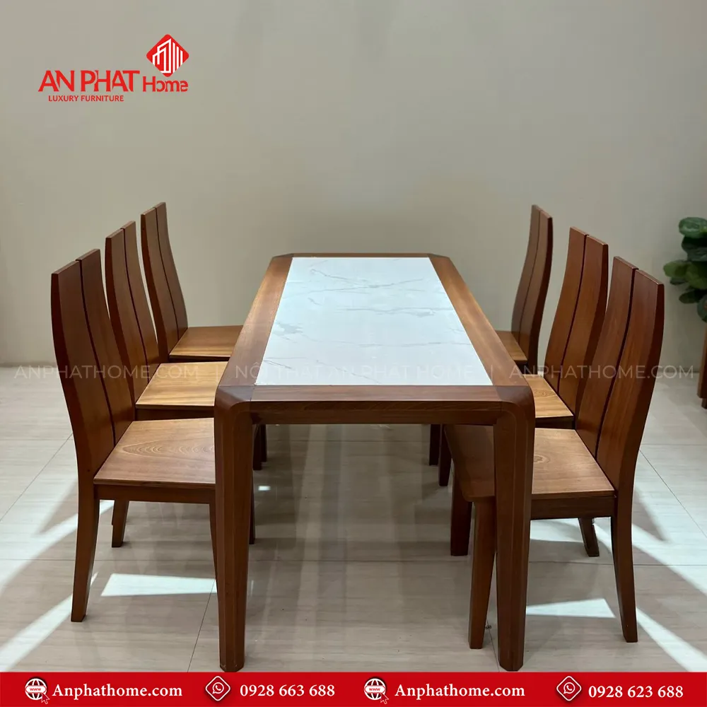 Bàn ăn gỗ xoan đào mặt đá 6 ghế sang trọng BA-2081 3 Bàn ăn gỗ xoan đào mặt đá 6 ghế sang trọng BA-2081, Quý khách có thể lựa chọn kích thước bàn từ dài 1m20 – 1m80 hoặc lớn hơn, để phù hợp với nhu cầu sử dụng, Bộ bàn 1m20 sẽ đi kèm 4 ghế, bàn 1m40 – 1m60 – 1m80 đi kèm 6 ghế theo bộ, Ngoài da có thể đặt mua thêm số lượng ghế ngồi để phù hợp với nhu cầu sử dụng.