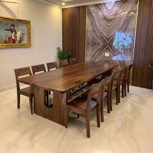 Bàn ăn nguyên khối gỗ me tây cao cấp BA-2079