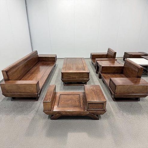 Bàn Ghế Phòng Khách Gỗ Sồi Nga Mẫu Đối Hiện Đại F-1364