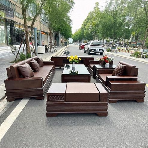 Bàn Ghế Phòng Khách Sofa Gỗ Sồi Hiện Đại F-1310
