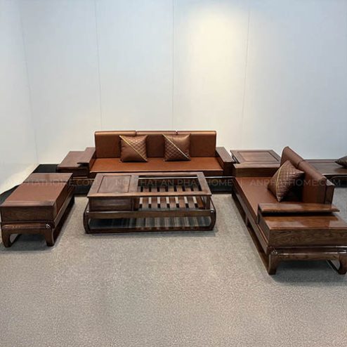 Bàn Ghế Phòng Khách Sofa Gỗ Sồi Hiện Đại F-1368