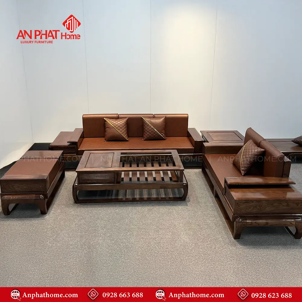 Bàn Ghế Phòng Khách Sofa Gỗ Sồi Hiện Đại F-1368 9 Bàn Ghế Phòng Khách Sofa Gỗ Sồi Hiện Đại F-1368, Bàn Ghế Gỗ, Sofa Gỗ