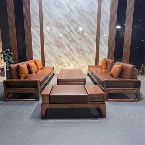 Bàn Ghế Phòng Khách Sofa Gỗ Sồi Nga F-1314