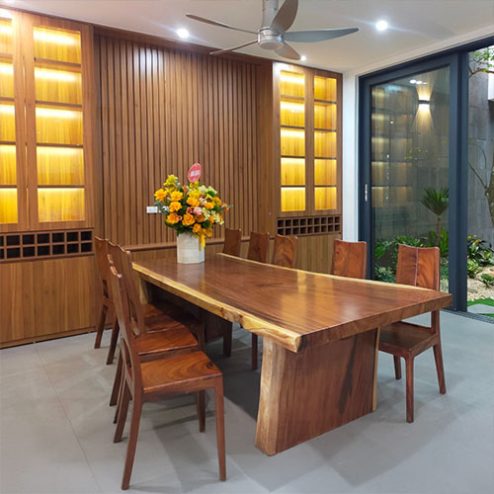 Bàn gỗ me tây nguyên khối cao cấp BA-2074