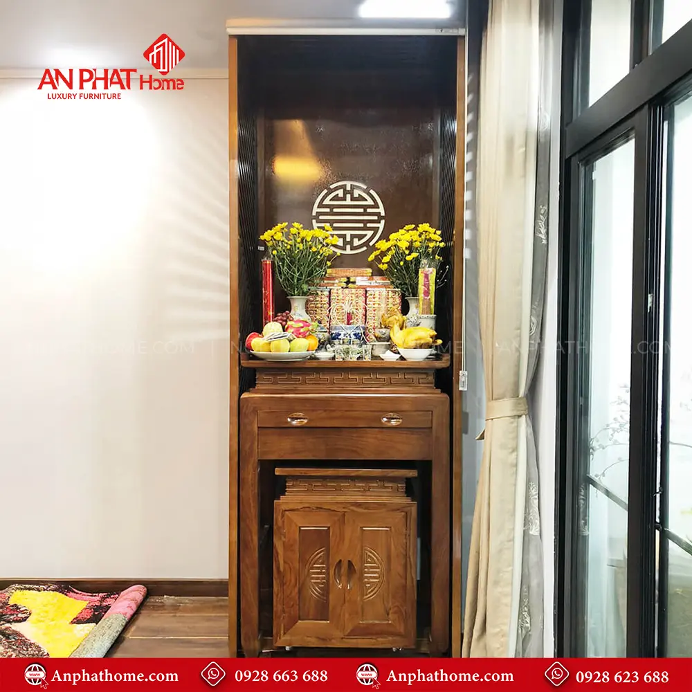 Bàn Thờ Chung Cư Hiện Đại Kết Hợp Rèm Che Bàn Thờ BT-2499 12 Bàn Thờ Chung Cư Hiện Đại Kết Hợp Rèm Che Bàn Thờ BT-2499