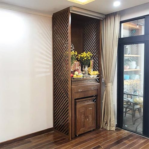 Bàn Thờ Chung Cư Hiện Đại Kết Hợp Rèm Che Bàn Thờ BT-2499