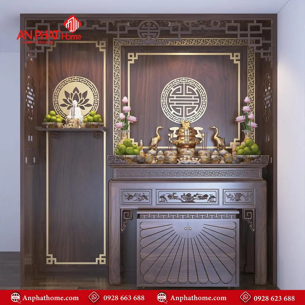 Bàn Thờ Chung Cư Kết Hợp Bàn Thờ Treo Tường Thờ Phật BT-2432 3 Bàn Thờ Chung Cư Kết Hợp Bàn Thờ Treo Tường Thờ Phật BT-2432