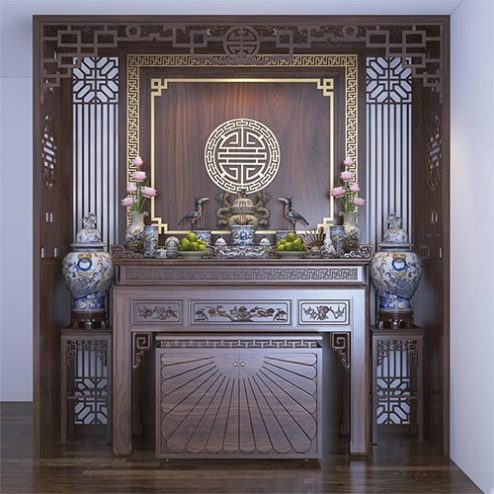 Bàn Thờ Chung Cư Kết Hợp Vách Ngăn Trang Trí BT-2431