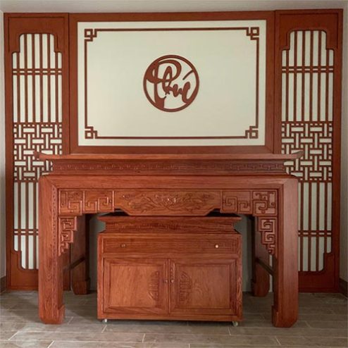Bàn Thờ Đẹp Gia Tiên Gỗ Hương Đá BT-2533