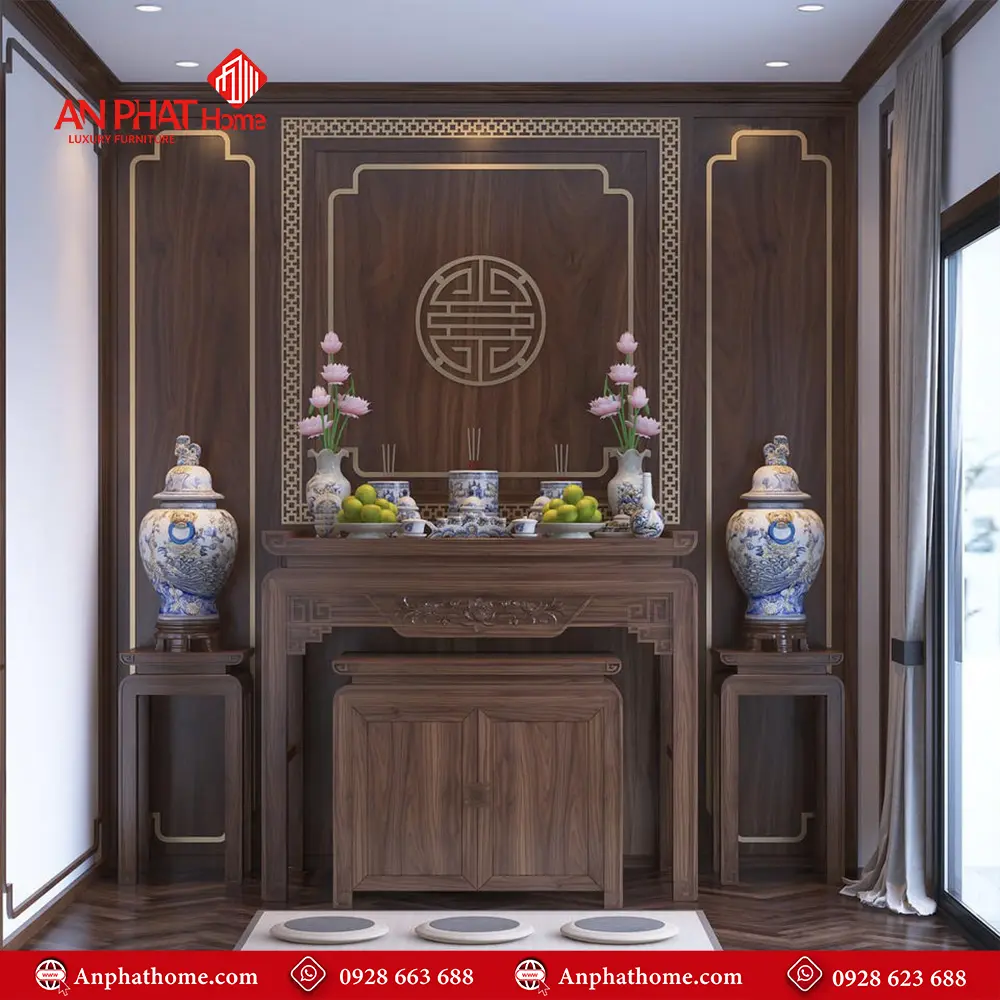 Bàn Thờ Đẹp Kết Hợp Vách Ốp Trang Trí BT-2433 3 Bàn Thờ Đẹp Kết Hợp Vách Ốp Trang Trí BT-2433