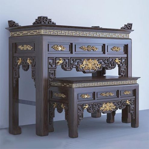 Bàn Thờ Gia Tiên Dát Vàng Cao Cấp BT-2513