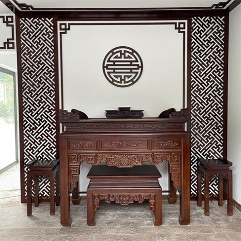 Bàn Thờ Gia Tiên Đẹp Ấm Cúng BT-2535