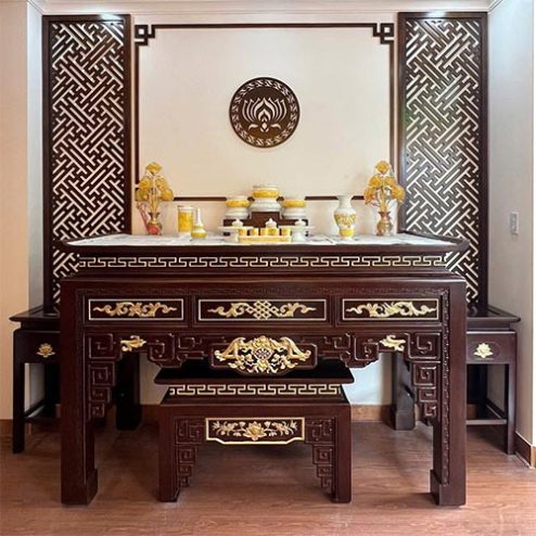 Bàn Thờ Gia Tiên Đẹp Dát Vàng BT-3599