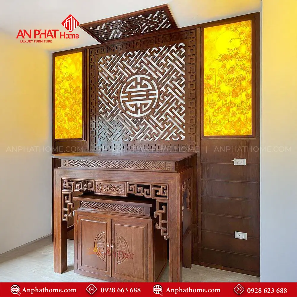 Bàn Thờ Gia Tiên Gỗ Gõ Đỏ BT-2504 8 Bàn Thờ Gia Tiên Gỗ Gõ Đỏ BT-2504