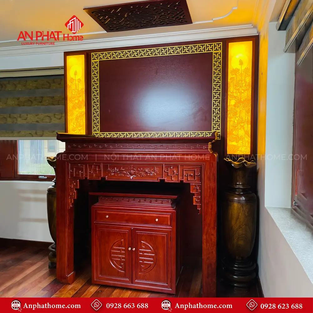 Bàn Thờ Gia Tiên Gỗ Gõ Đỏ BT-2569 10 Bàn Thờ Gia Tiên Gỗ Gõ Đỏ BT-2569