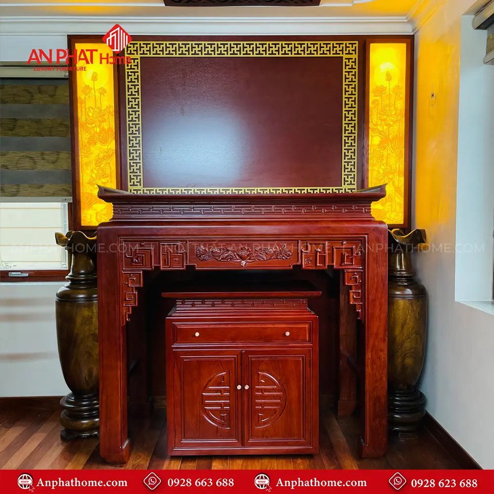 Bàn Thờ Gia Tiên Gỗ Gõ Đỏ BT-2569 9 Bàn Thờ Gia Tiên Gỗ Gõ Đỏ BT-2569