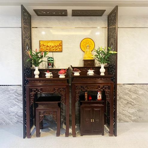 Bàn Thờ Gia Tiên Kết Hợp Bàn Thờ Phật Cho Nhà Chung Cư BT-2497