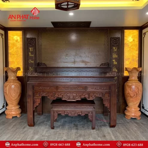 Bàn Thờ Gia Tiên Nhị Cấp Gỗ Gụ BT-2501