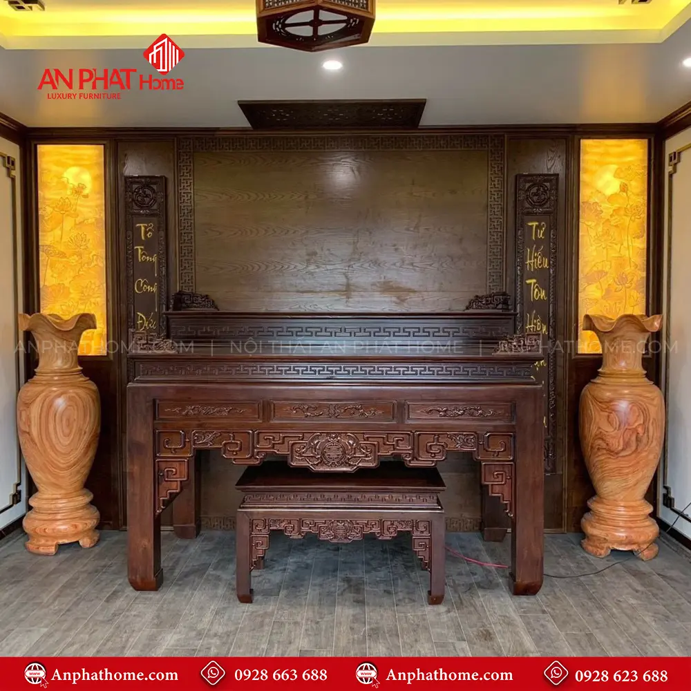 Bàn Thờ Gia Tiên Nhị Cấp Gỗ Gụ BT-2501 3 Bàn Thờ Gia Tiên Nhị Cấp Gỗ Gụ BT-2501