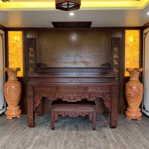 Bàn Thờ Gia Tiên Nhị Cấp Gỗ Gụ BT-2501