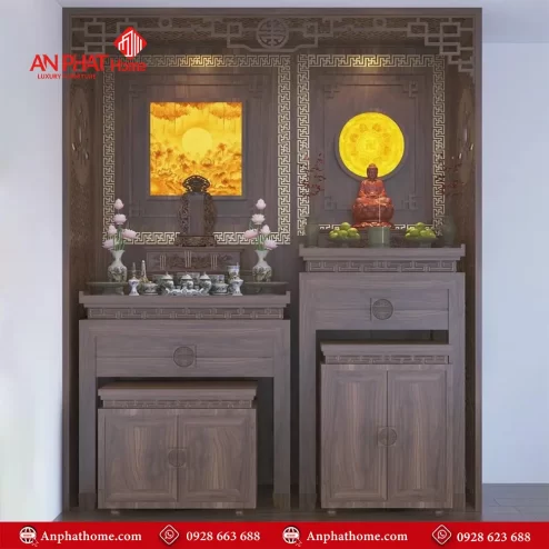 Bàn Thờ Phật Kết Hợp Gia Tiên Cho Nhà Chung Cư Nhỏ Gọn BT-2420