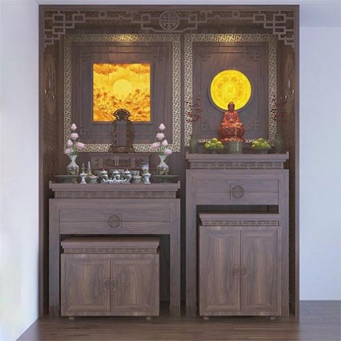 Bàn Thờ Phật Kết Hợp Gia Tiên Cho Nhà Chung Cư Nhỏ Gọn BT-2420
