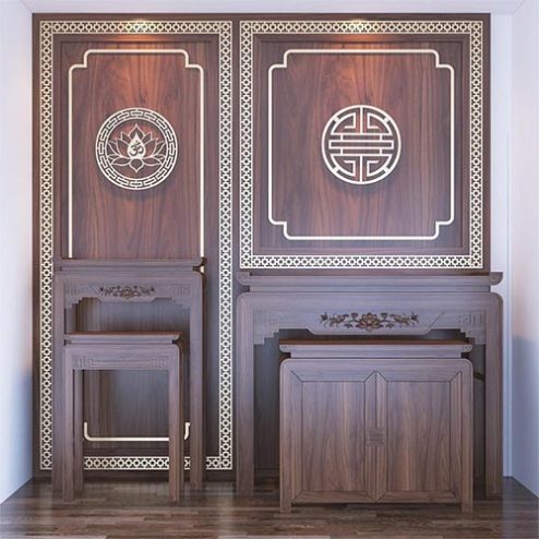 Bàn Thờ Phật Kết Hợp Gia Tiên Đơn Giản BT-2443