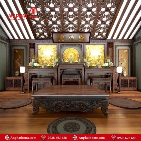 Bàn Thờ Phật Kết Hợp Gia Tiên Nội Ngoại BT-2454