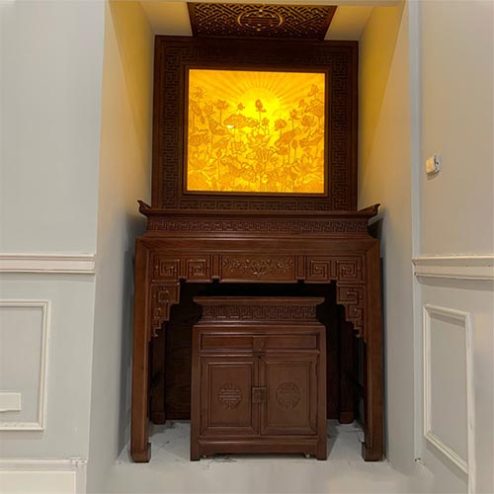 Bàn Thờ Tổ Tiên Nhỏ Gọn Mẫu Triện Sen Liền BT-2465