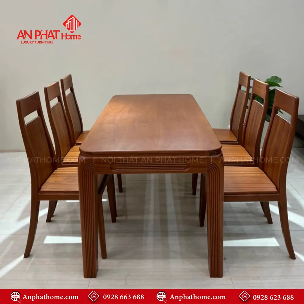 Bộ bàn ăn 6 ghế gỗ xoan đào cao cấp BA-2089 3 Bộ bàn ăn 6 ghế gỗ xoan đào cao cấp BA-2089, Quý khách có thể lựa chọn kích thước bàn từ dài 1m20 – 1m80 hoặc lớn hơn, để phù hợp với nhu cầu sử dụng, Bộ bàn 1m20 sẽ đi kèm 4 ghế, bàn 1m40 – 1m60 – 1m80 đi kèm 6 ghế theo bộ, Ngoài da có thể đặt mua thêm số lượng ghế ngồi để phù hợp với nhu cầu sử dụng.