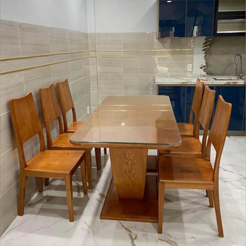 Bộ bàn ăn gỗ sồi nga 6 ghế sang trọng BA-3001