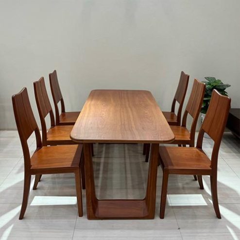 Bộ bàn ăn gỗ xoan đào thiết kế hiện đại BA-2093