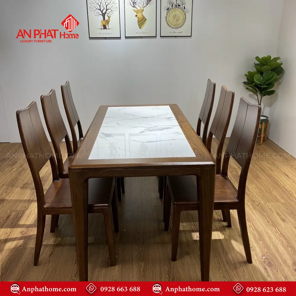 Bộ bàn ăn mặt đá 6 ghế gỗ sồi BA-3027 3 Bộ bàn ăn mặt đá 6 ghế gỗ sồi BA-3027, Quý khách có thể lựa chọn kích thước bàn từ dài 1m20 – 1m80 hoặc lớn hơn, để phù hợp với nhu cầu sử dụng, Bộ bàn 1m20 sẽ đi kèm 4 ghế, bàn 1m40 – 1m60 – 1m80 đi kèm 6 ghế theo bộ, Ngoài da có thể đặt mua thêm số lượng ghế ngồi để phù hợp với nhu cầu sử dụng.
