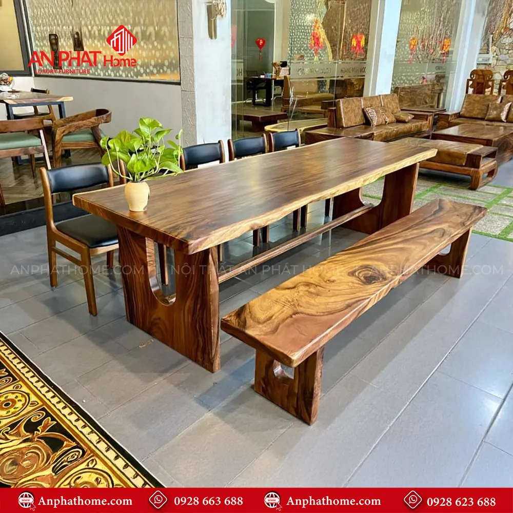 Bộ bàn ăn nguyên khối gỗ me tây sang trọng BA-2076 6 bo ban an nguyen khoi go me tay sang trong ba 2076 1