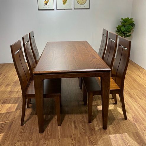 Bộ bàn ghế ăn gỗ sồi nga 6 ghế hiện đại BA-2096