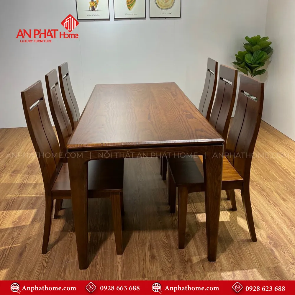 Bộ bàn ghế ăn gỗ sồi nga 6 ghế hiện đại BA-2096 3 Bộ bàn ghế ăn gỗ sồi nga 6 ghế hiện đại BA-2096, quý khách có thể lựa chọn kích thước bàn từ dài 1m20 – 1m80 hoặc lớn hơn, để phù hợp với nhu cầu sử dụng, Bộ bàn 1m20 sẽ đi kèm 4 ghế, bàn 1m40 – 1m60 – 1m80 đi kèm 6 ghế theo bộ, Ngoài da có thể đặt mua thêm số lượng ghế ngồi để phù hợp với nhu cầu sử dụng.
