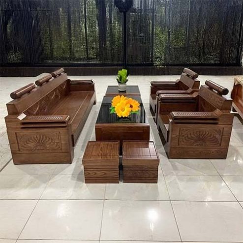 Bộ Bàn Ghế Phòng khách Gỗ Sồi Hiện Đại F-1332