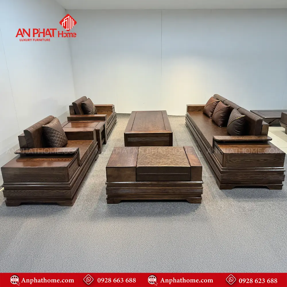 Bộ Bàn Ghế Phòng Khách Gỗ Sồi Mẫu Sofa Hiện Đại F-1372 7 Bộ Bàn Ghế Phòng Khách Gỗ Sồi Mẫu Sofa Hiện Đại F-1372