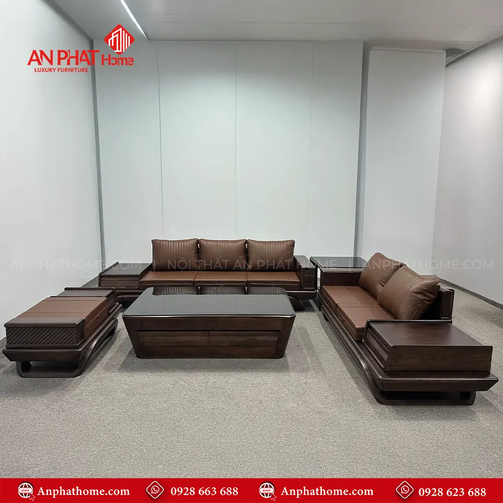 Bộ Bàn Ghế Phòng Khách Sofa Gỗ Sồi Cao Cấp F-1348 9 Bộ Bàn Ghế Phòng Khách Sofa Gỗ Sồi Cao Cấp F-1348, Bàn ghế phòng khách, sofa gỗ hiện đại, Bàn ghế gỗ, Thiết kế sang trọng, Là sự kết khéo léo từ đôi bàn tay tài hoa của những nghệ nhân lâu năm giàu kinh nghiệm, cùng những đường nét thiết kế hiện đại, Chi tiết đục sắc nét, Sản phẩm của AN PHÁT HOME được kiểm tra nghiêm ngặt qua các khâu, chọn gỗ, làm mộc, đánh giấy giáp, phun sơn, Mọi công đoạn đều được tuân thủ đúng đủ quy trình sản xuất, để mang lại những sản phẩm tốt nhất, giá trị nhất đến tay khách hàng.