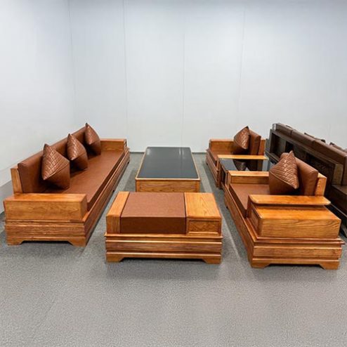 Bộ Bàn Ghế Phòng Khách Sofa Gỗ Sồi Hiện Đại F-1361