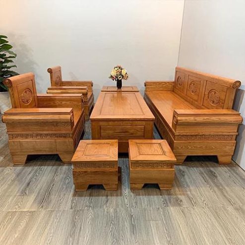 Bộ Bàn Ghế Salon Đối Hiện Đại Gỗ Sồi Nga - F1338