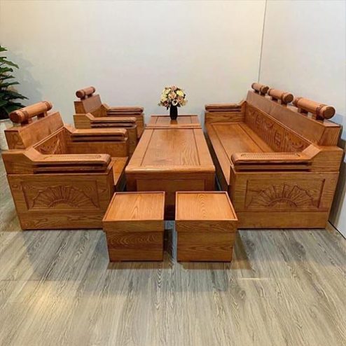 Bộ Bàn Ghế Salon Gỗ Sồi Sang Trọng F-1333