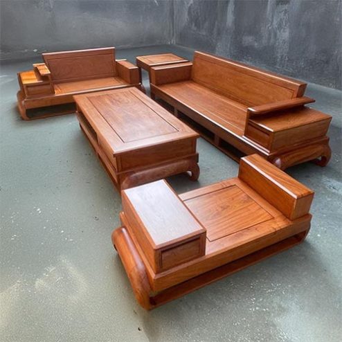 Bộ Bàn Ghế Sofa Gỗ Gõ Đỏ Hiện Đại F-1320